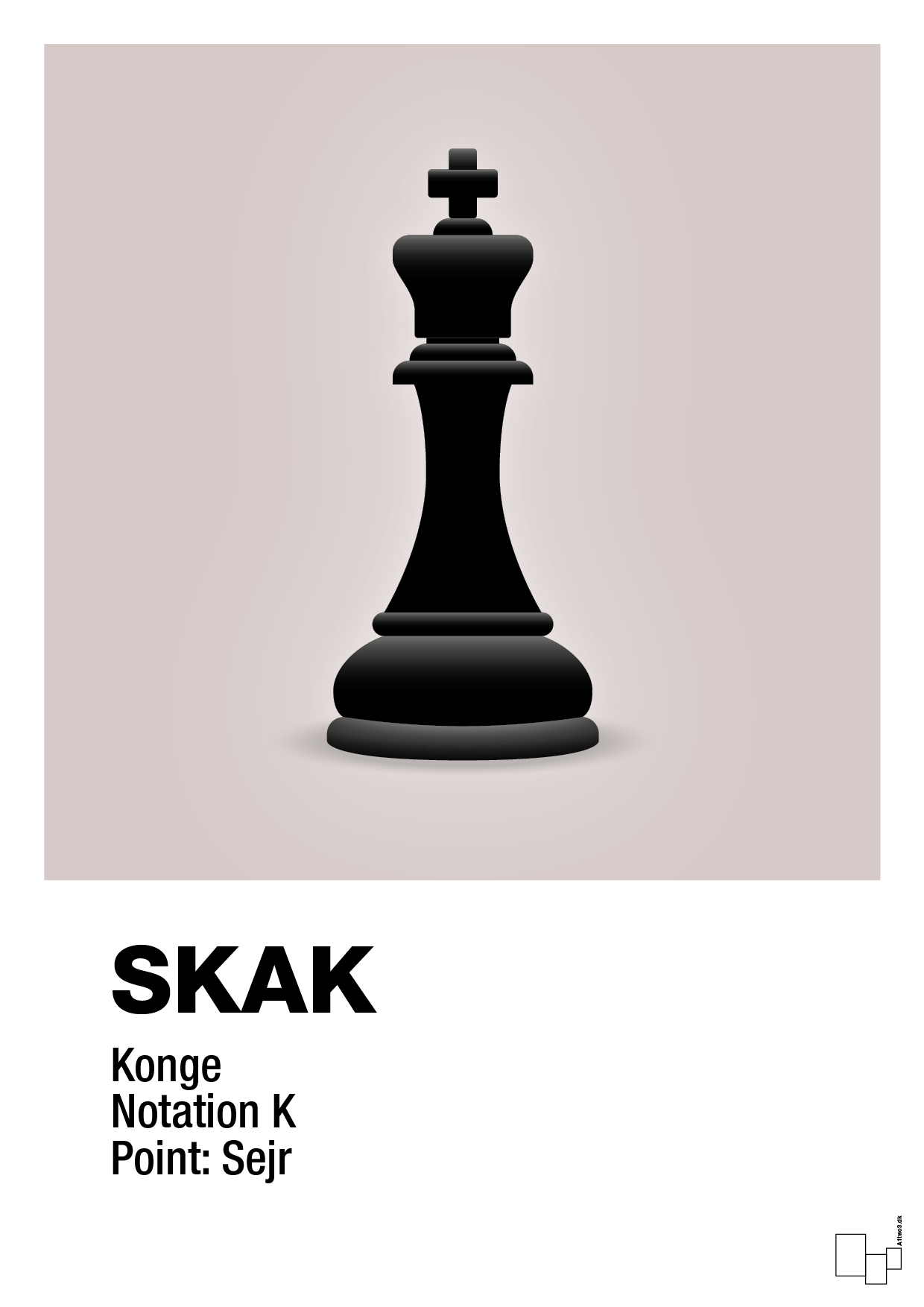 plakat: spillebrikken konge i sort - broken beige-Brætspil-A1two3