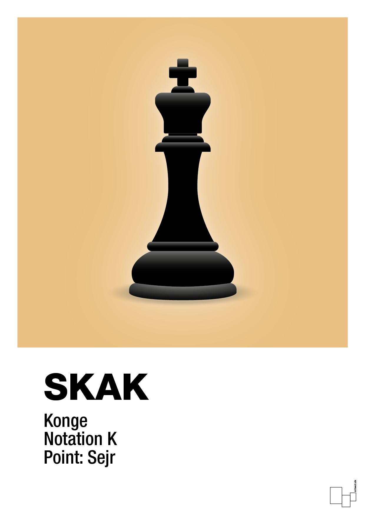 plakat: spillebrikken konge i sort - charismatic-Brætspil-A1two3