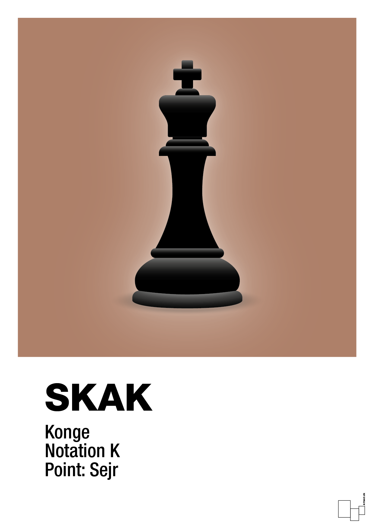 plakat: spillebrikken konge i sort - cider spice-Brætspil-A1two3