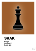 plakat: spillebrikken konge i sort - cognac-Brætspil-A1two3