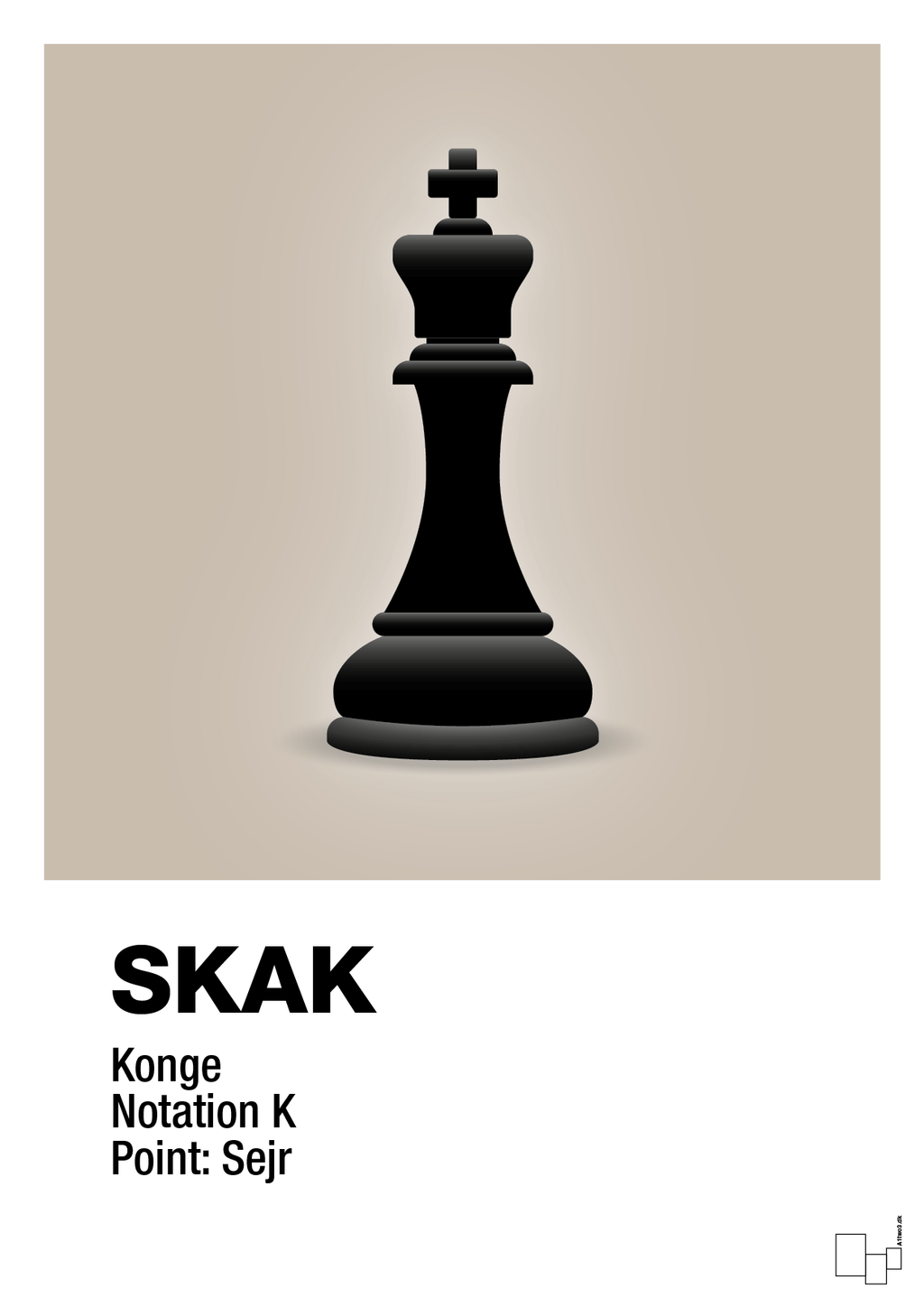 plakat: spillebrikken konge i sort - creamy mushroom-Brætspil-A1two3