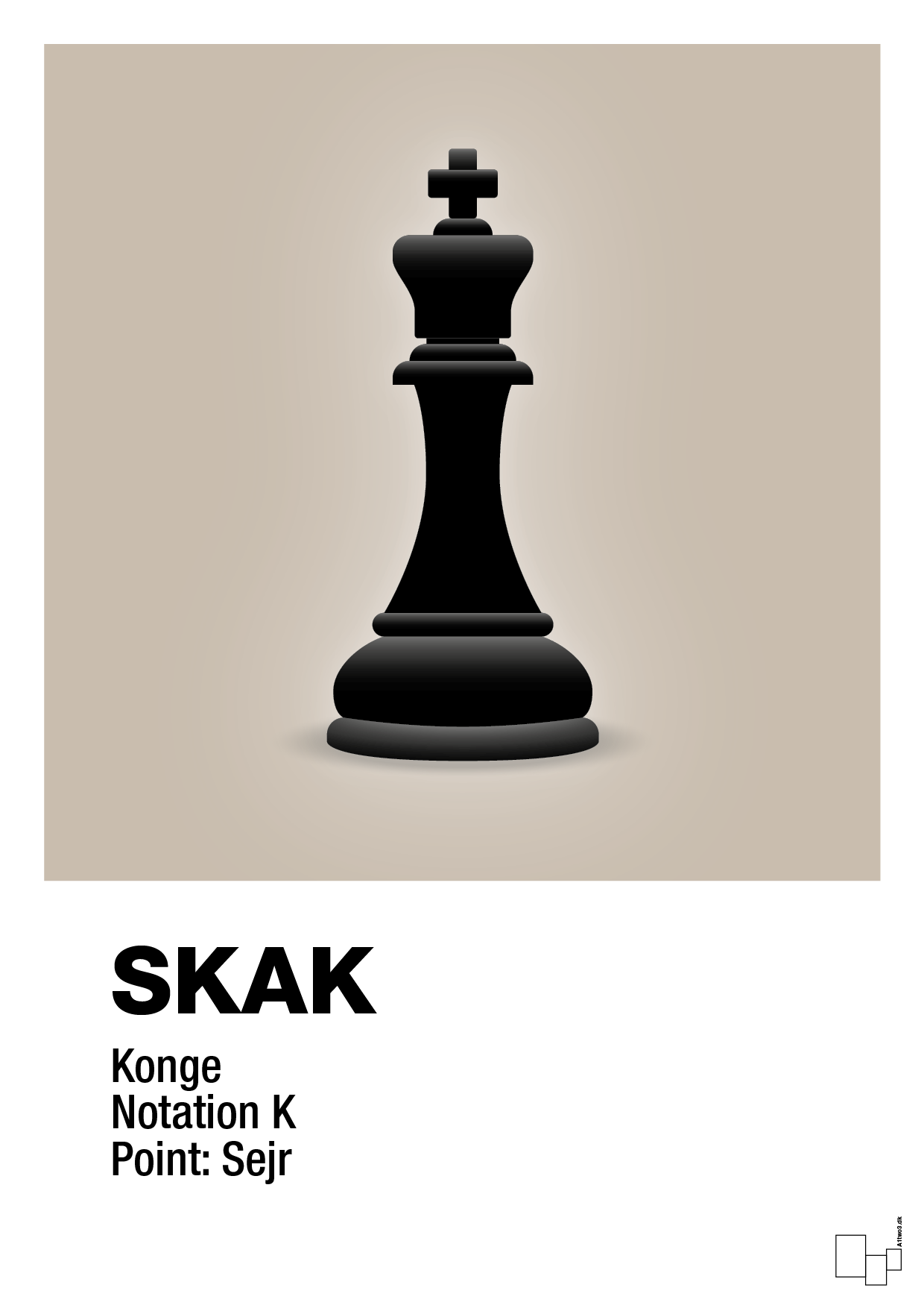 plakat: spillebrikken konge i sort - creamy mushroom-Brætspil-A1two3
