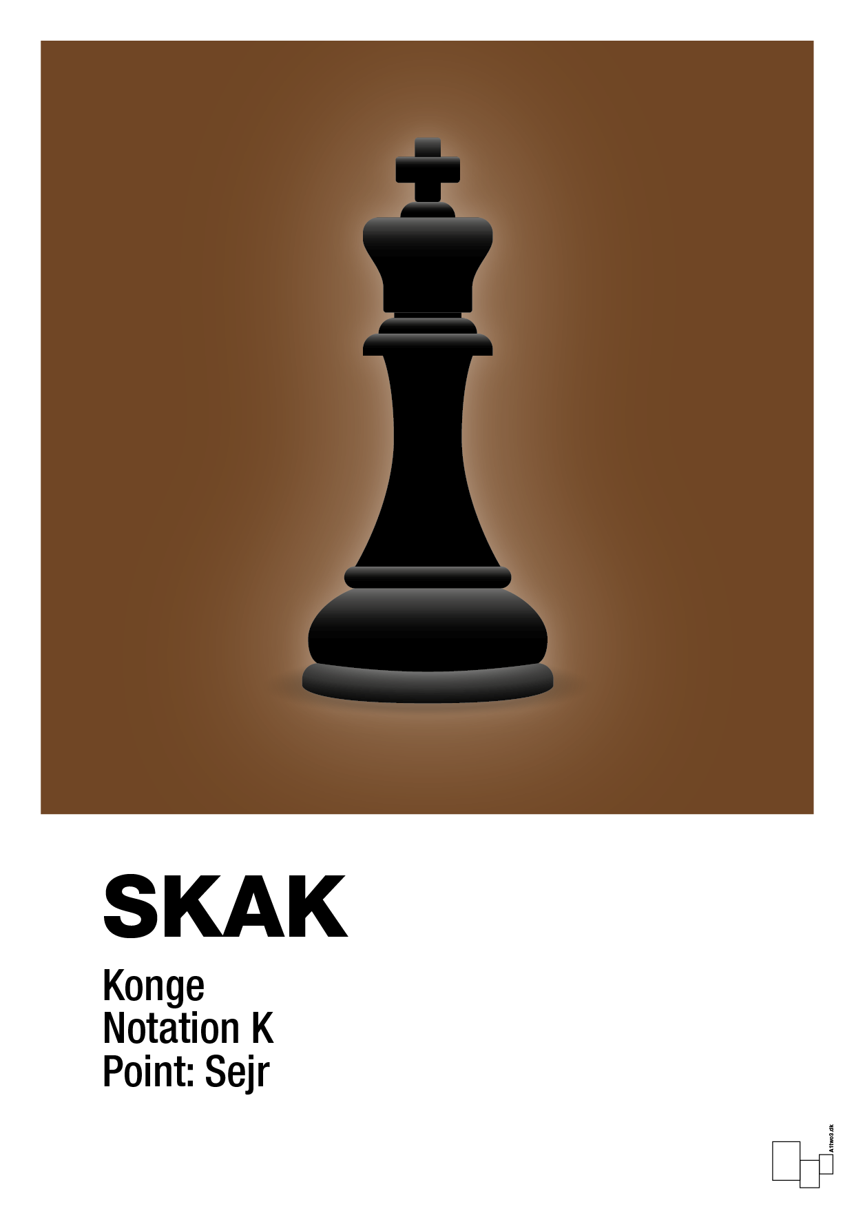 plakat: spillebrikken konge i sort - dark brown-Brætspil-A1two3