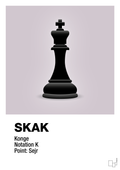 plakat: spillebrikken konge i sort - dusty lilac-Brætspil-A1two3