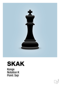 plakat: spillebrikken konge i sort - heavenly blue-Brætspil-A1two3