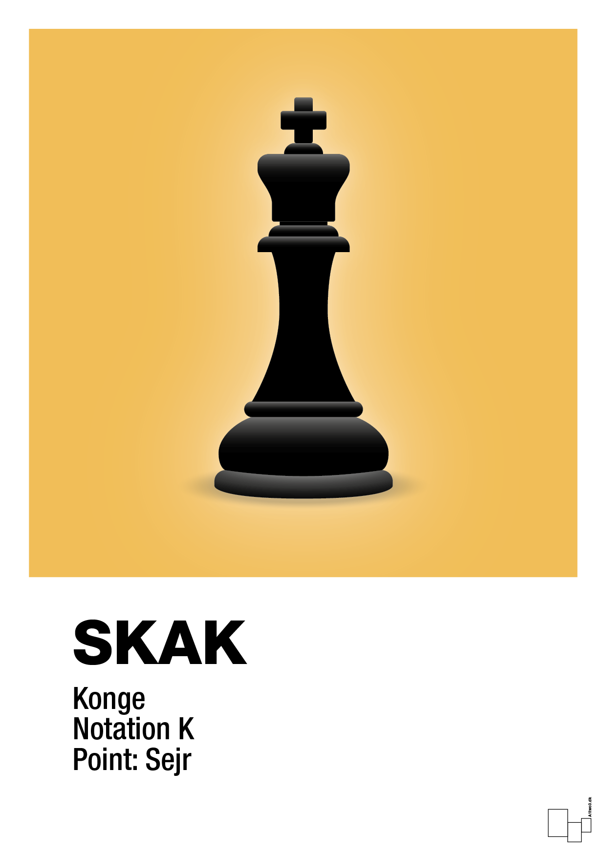 plakat: spillebrikken konge i sort - honeycomb-Brætspil-A1two3
