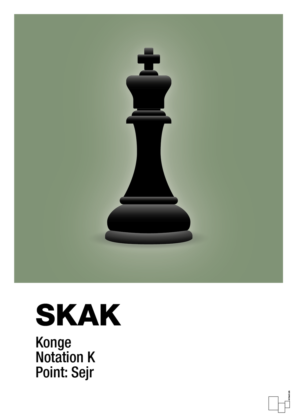 plakat: spillebrikken konge i sort - jade-Brætspil-A1two3