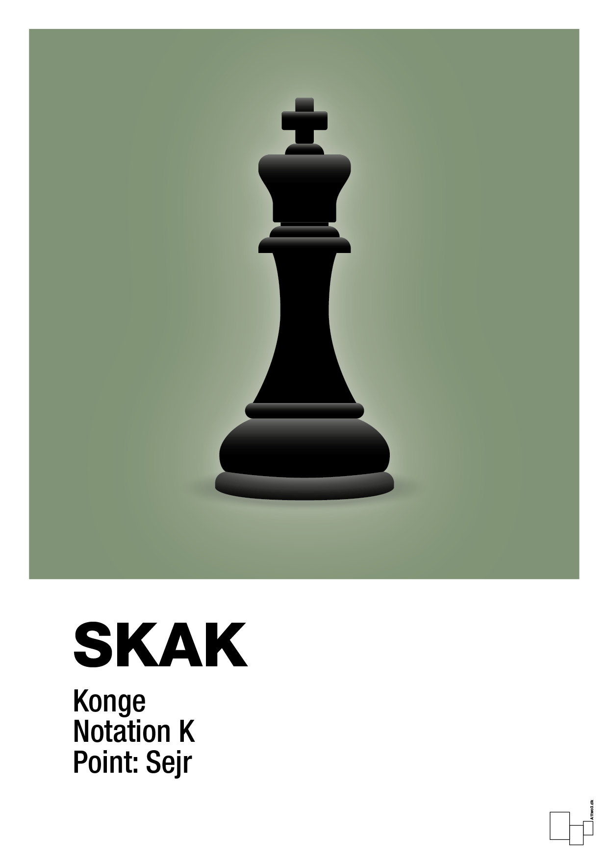 plakat: spillebrikken konge i sort - jade-Brætspil-A1two3
