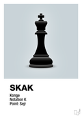 plakat: spillebrikken konge i sort - light drizzle-Brætspil-A1two3