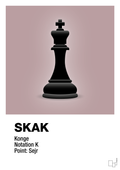 plakat: spillebrikken konge i sort - light rose-Brætspil-A1two3