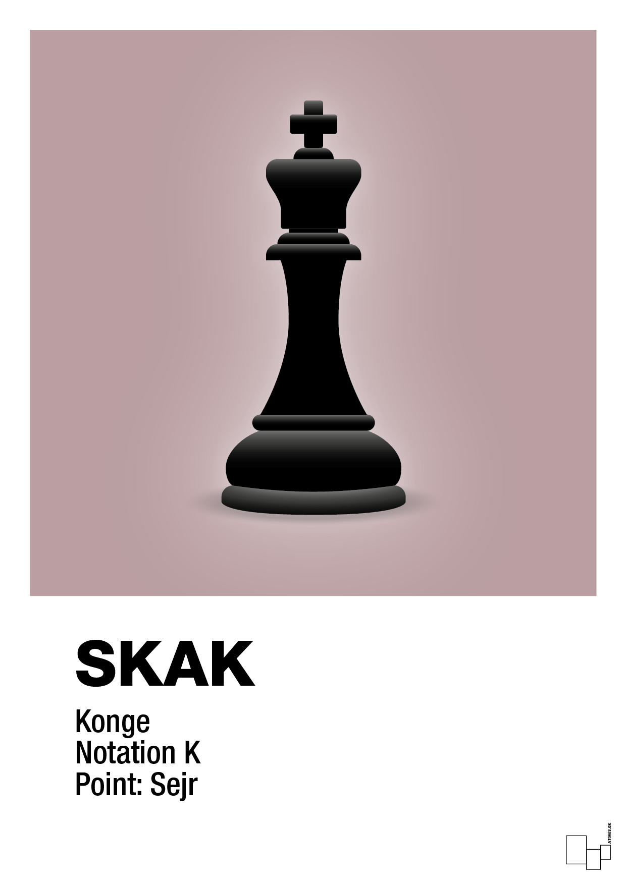 plakat: spillebrikken konge i sort - light rose-Brætspil-A1two3