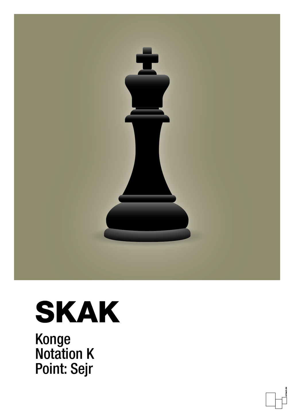 plakat: spillebrikken konge i sort - misty forrest-Brætspil-A1two3