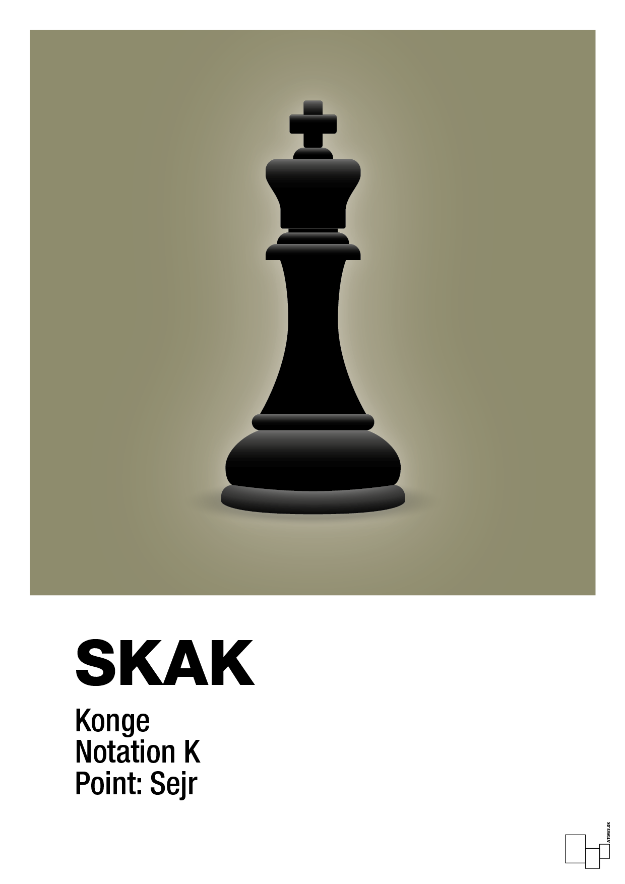 plakat: spillebrikken konge i sort - misty forrest-Brætspil-A1two3