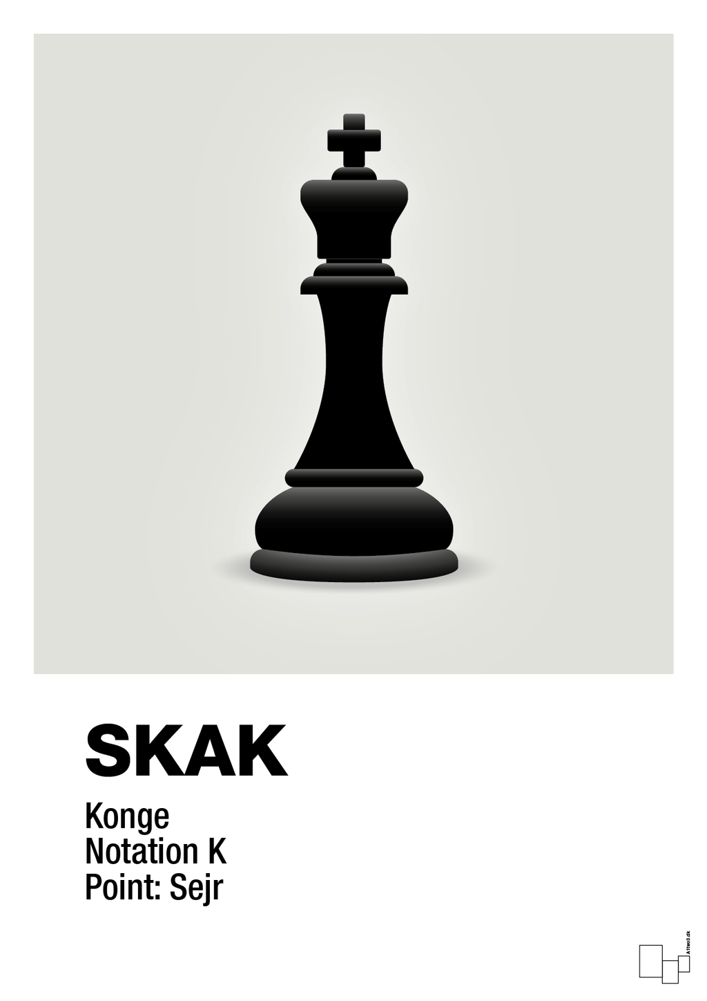 plakat: spillebrikken konge i sort - painters white-Brætspil-A1two3
