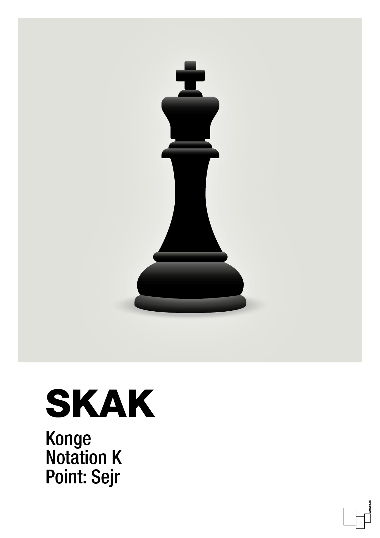 plakat: spillebrikken konge i sort - painters white-Brætspil-A1two3