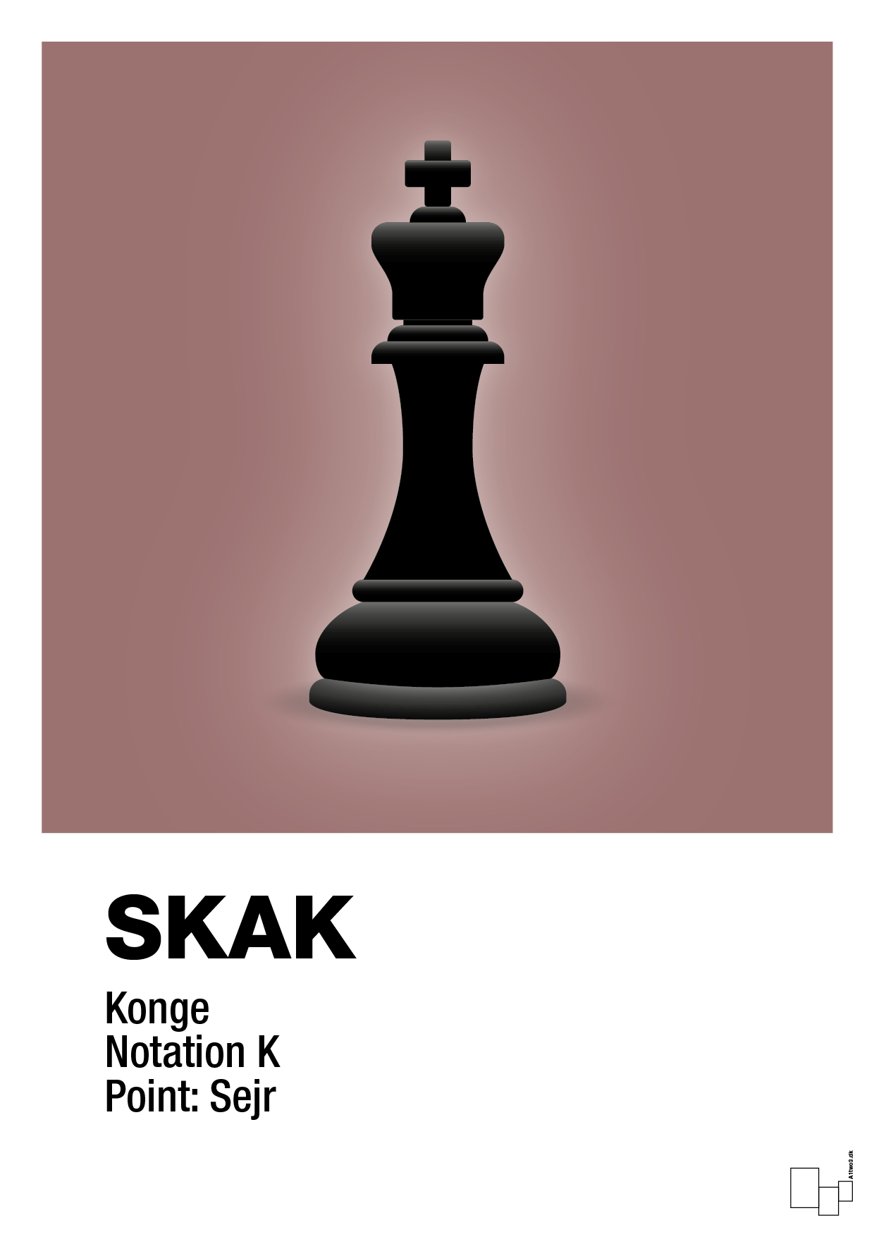 plakat: spillebrikken konge i sort - plum-Brætspil-A1two3
