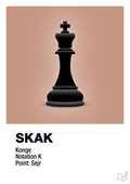 plakat: spillebrikken konge i sort - powder-Brætspil-A1two3