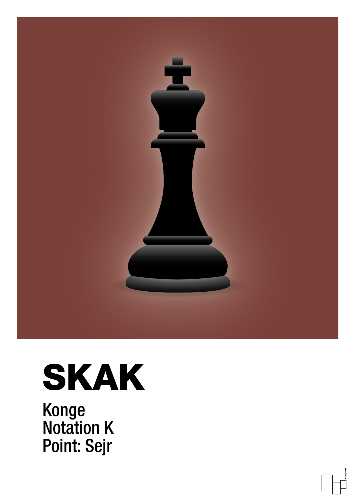 plakat: spillebrikken konge i sort - red pepper-Brætspil-A1two3