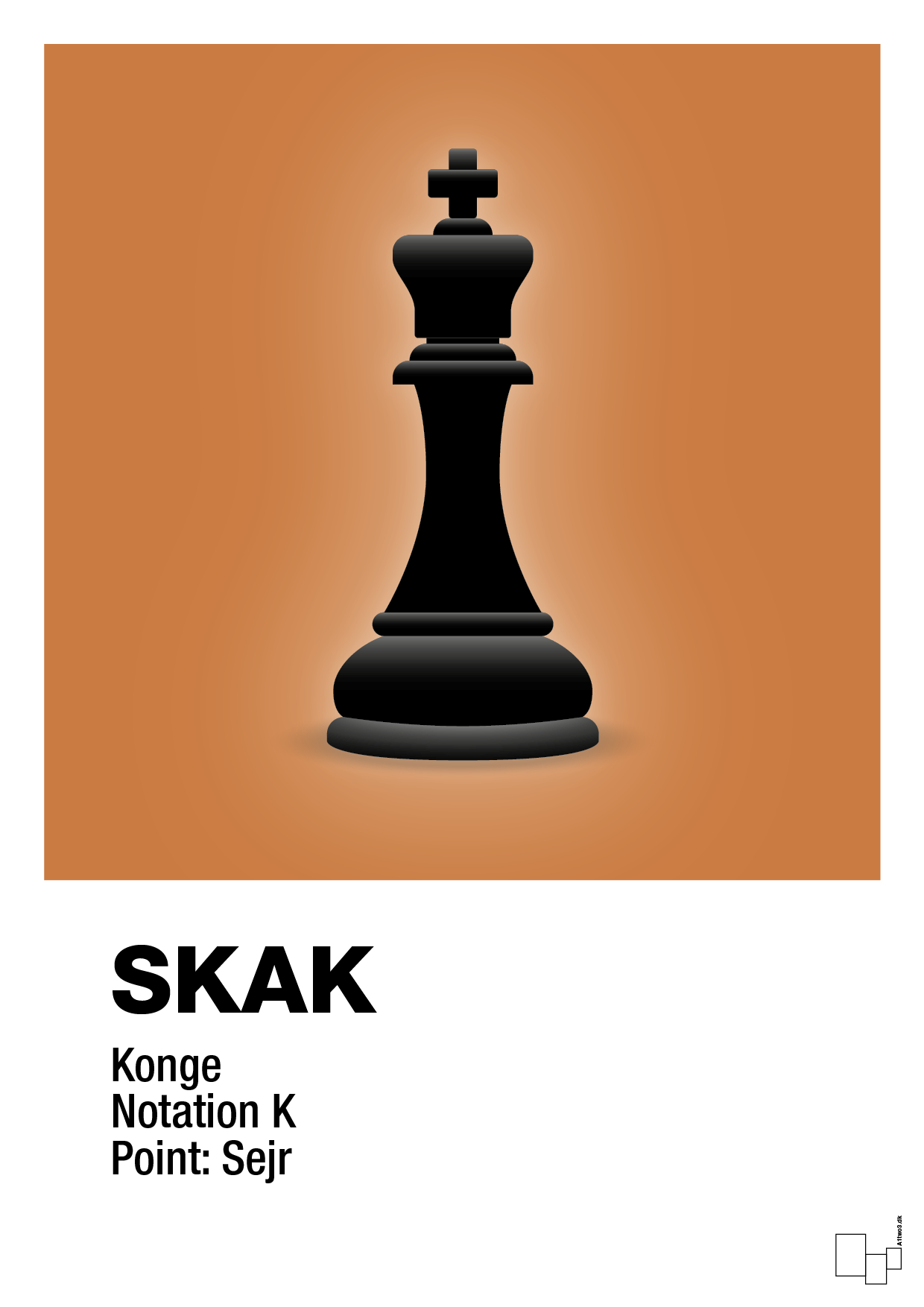 plakat: spillebrikken konge i sort - rumba orange-Brætspil-A1two3