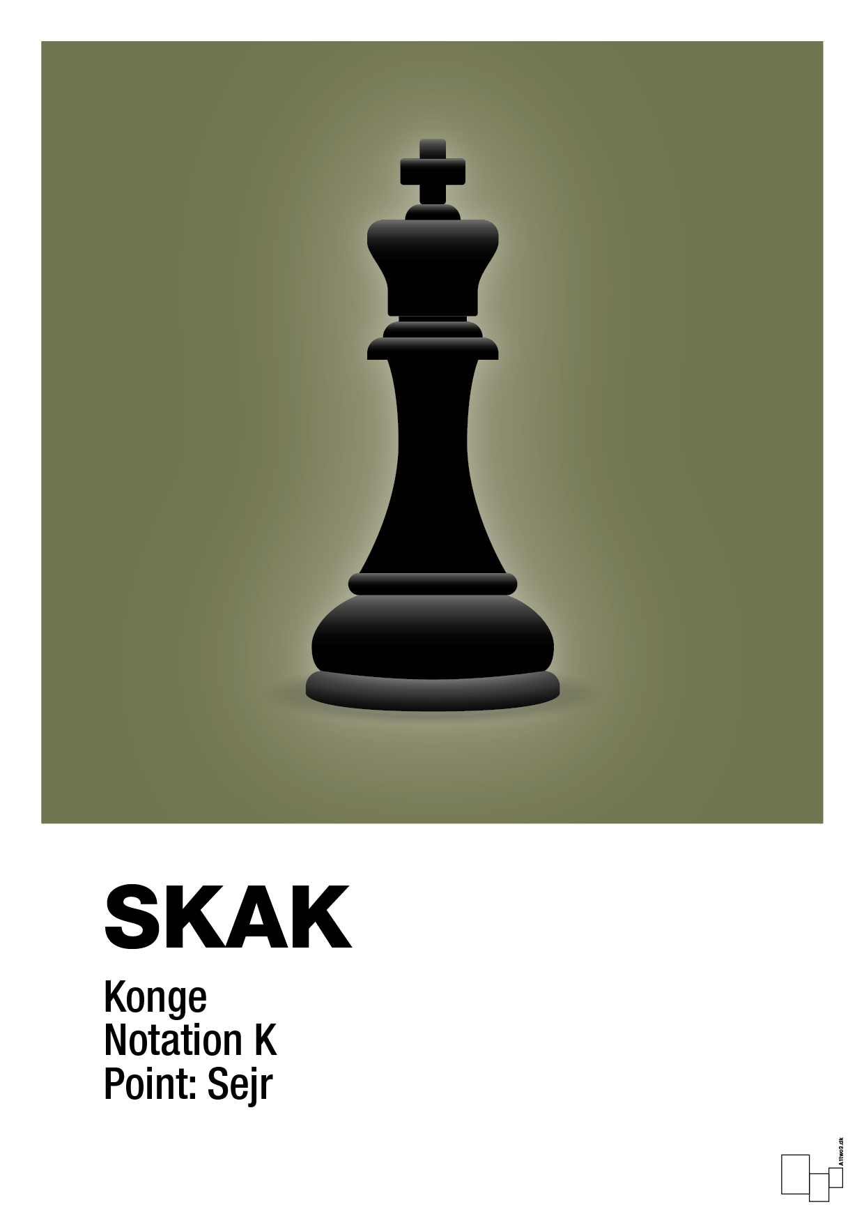 plakat: spillebrikken konge i sort - secret meadow-Brætspil-A1two3