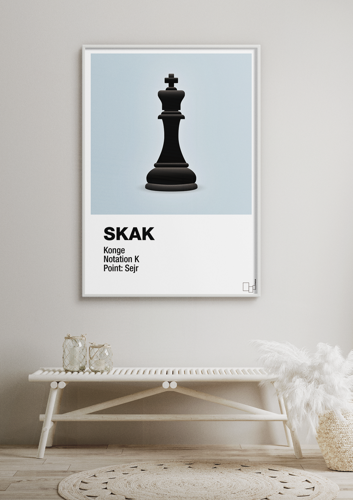 plakat: spillebrikken konge i sort - graphic charcoal-Brætspil-A1two3