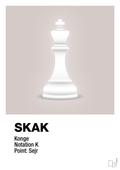 plakat: spillebrikken konge i hvid - broken beige-Brætspil-A1two3