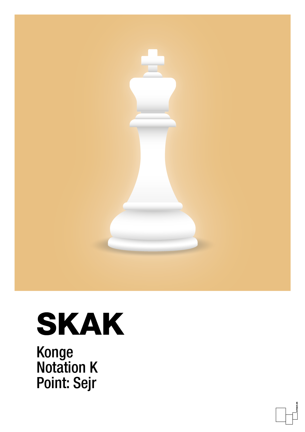 plakat: spillebrikken konge i hvid - charismatic-Brætspil-A1two3