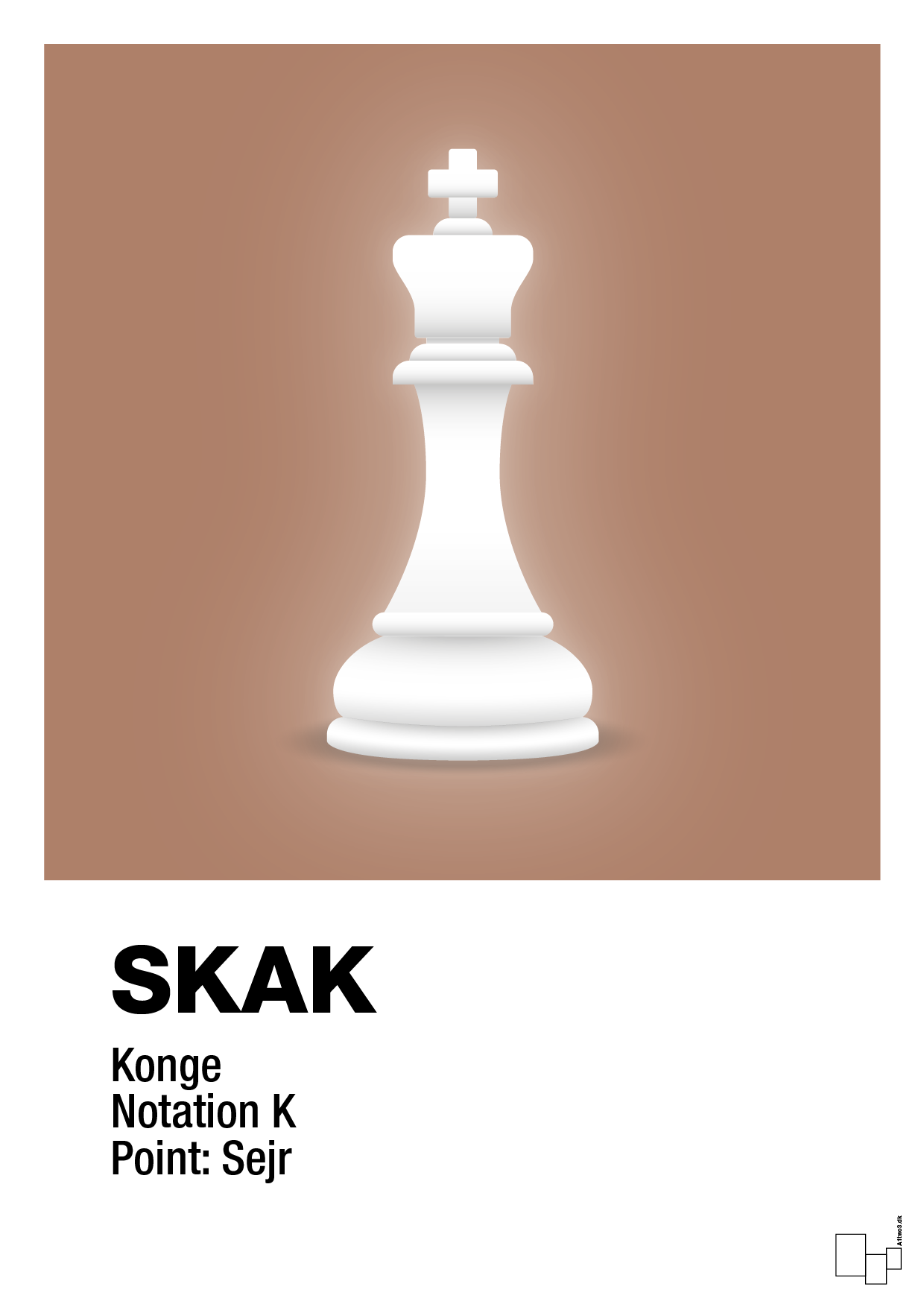 plakat: spillebrikken konge i hvid - cider spice-Brætspil-A1two3