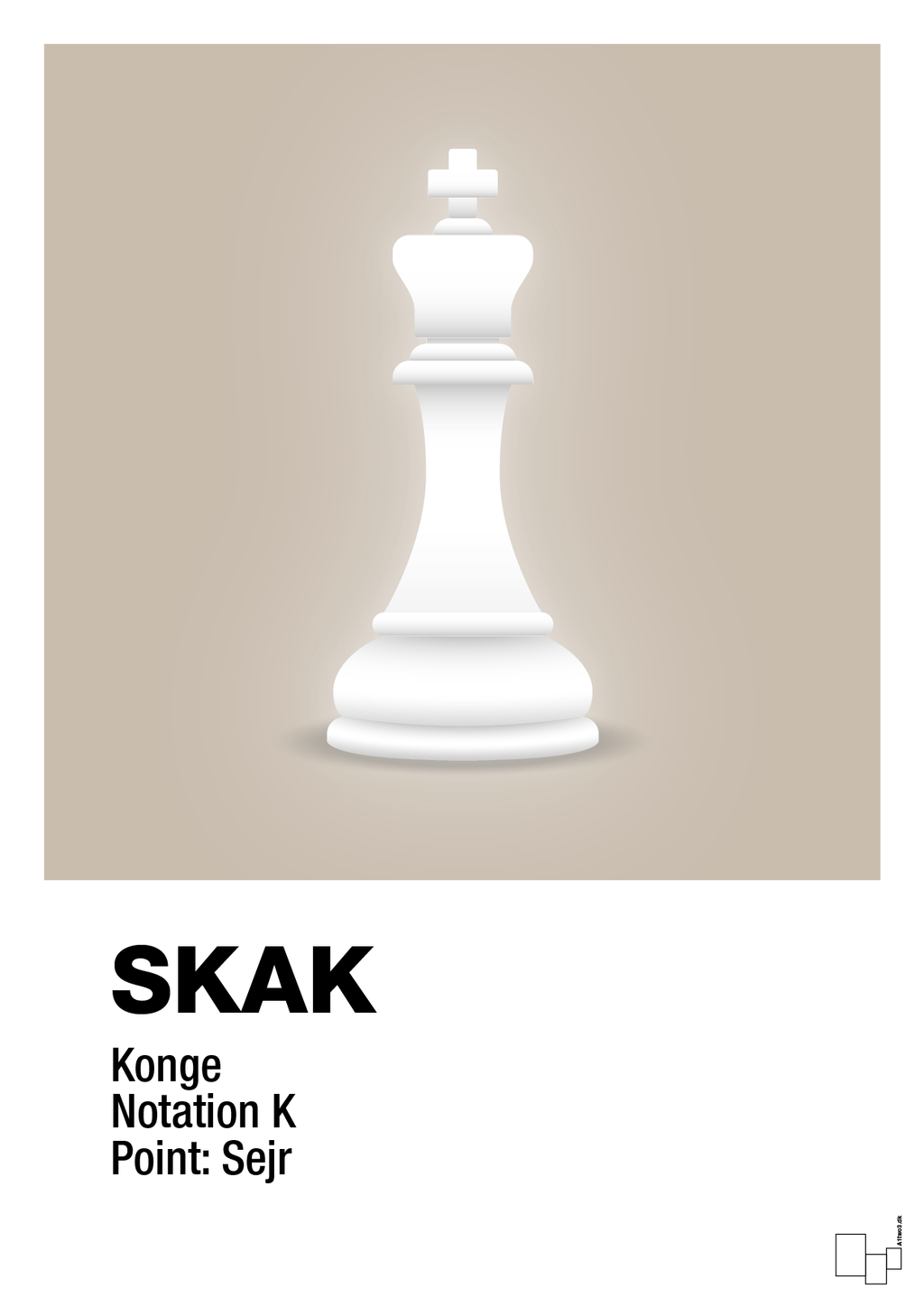 plakat: spillebrikken konge i hvid - creamy mushroom-Brætspil-A1two3