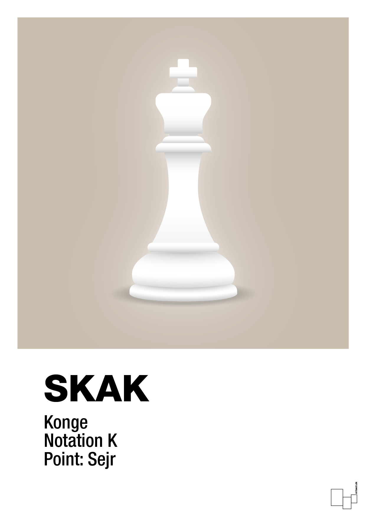 plakat: spillebrikken konge i hvid - creamy mushroom-Brætspil-A1two3