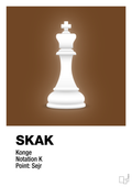 plakat: spillebrikken konge i hvid - dark brown-Brætspil-A1two3