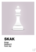 plakat: spillebrikken konge i hvid - dusty lilac-Brætspil-A1two3