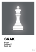 plakat: spillebrikken konge i hvid - graphic charcoal-Brætspil-A1two3