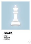 plakat: spillebrikken konge i hvid - heavenly blue-Brætspil-A1two3