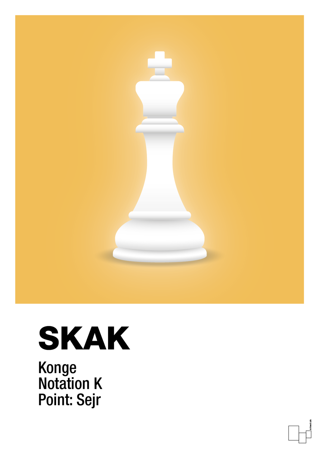 plakat: spillebrikken konge i hvid - honeycomb-Brætspil-A1two3