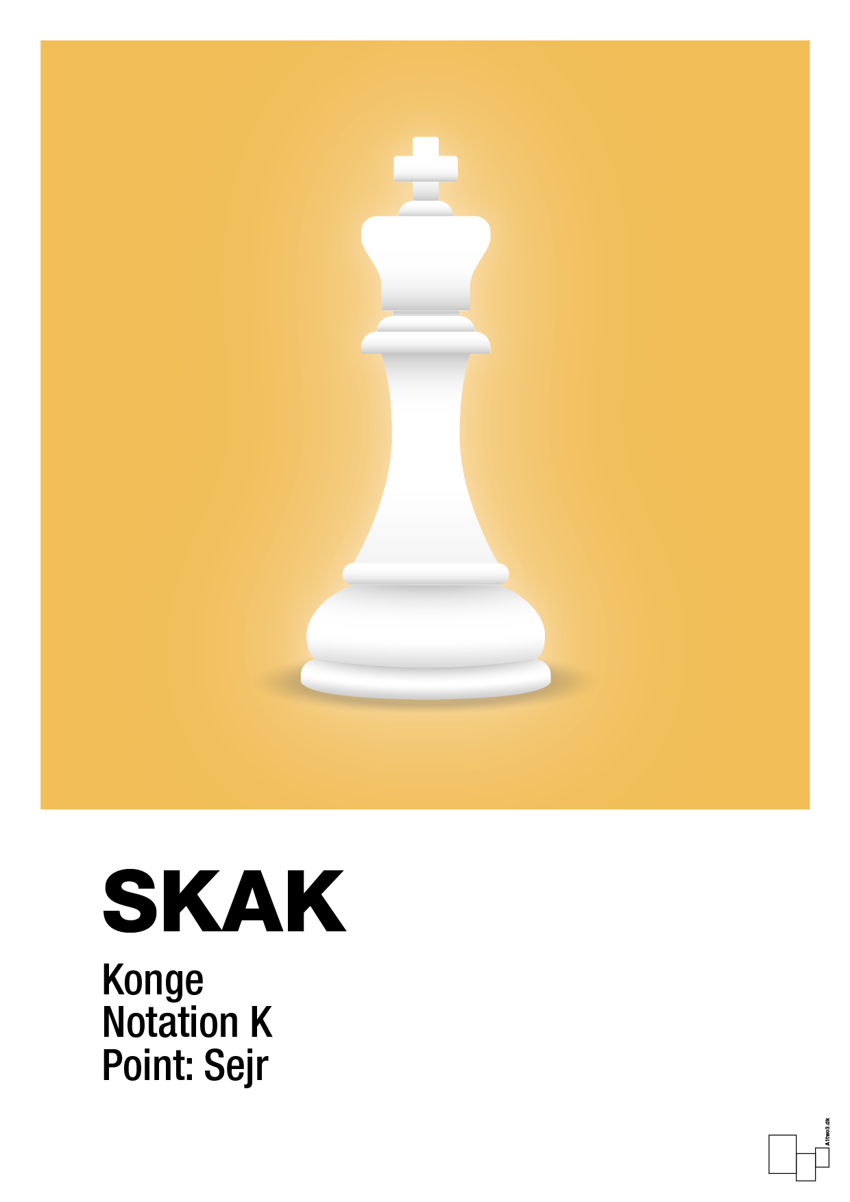 plakat: spillebrikken konge i hvid - honeycomb-Brætspil-A1two3