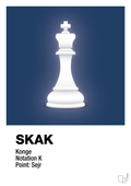 plakat: spillebrikken konge i hvid - lapis blue-Brætspil-A1two3