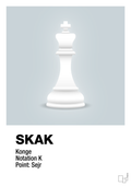 plakat: spillebrikken konge i hvid - light drizzle-Brætspil-A1two3