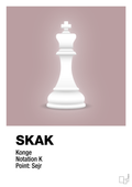 plakat: spillebrikken konge i hvid - light rose-Brætspil-A1two3