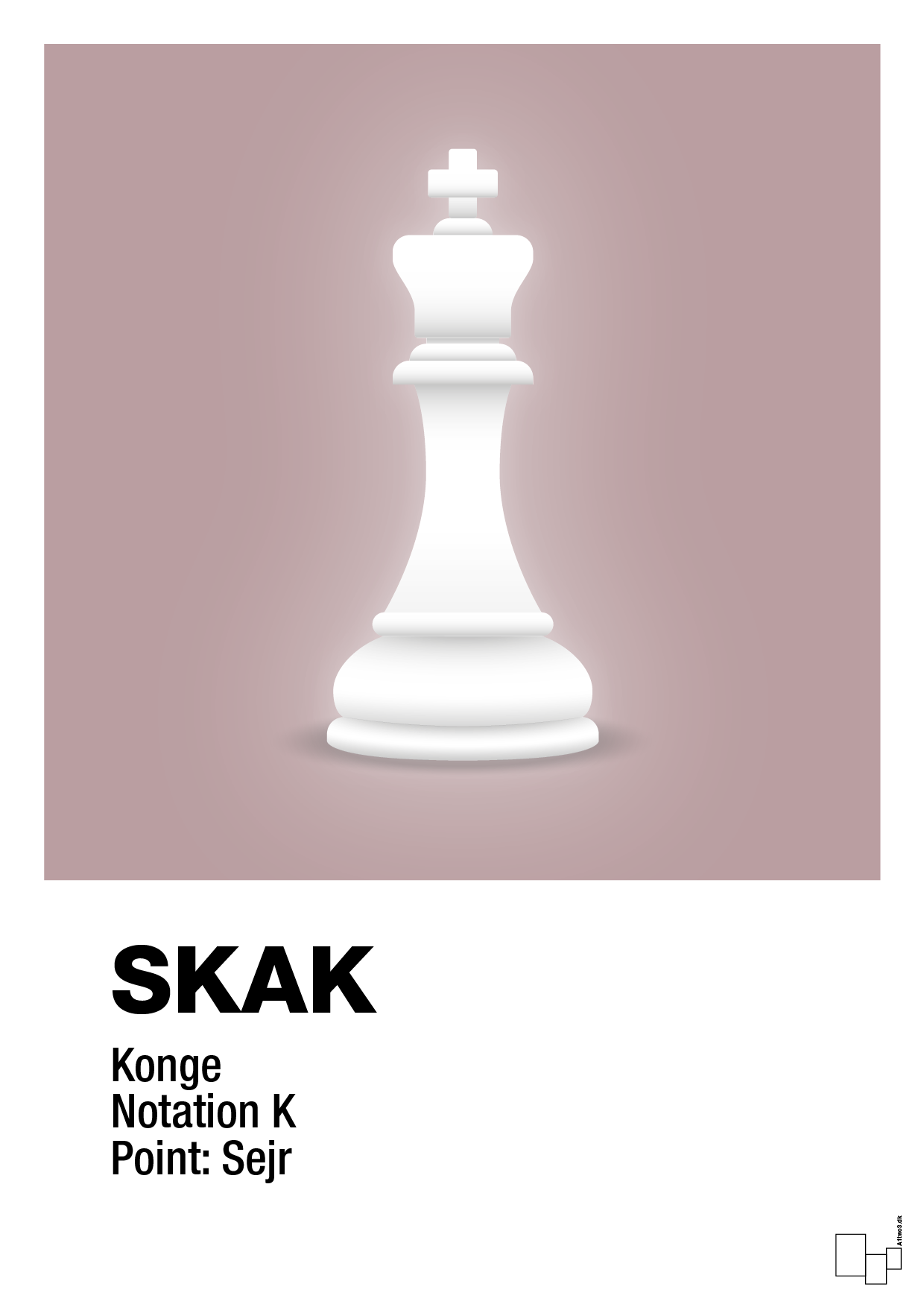 plakat: spillebrikken konge i hvid - light rose-Brætspil-A1two3