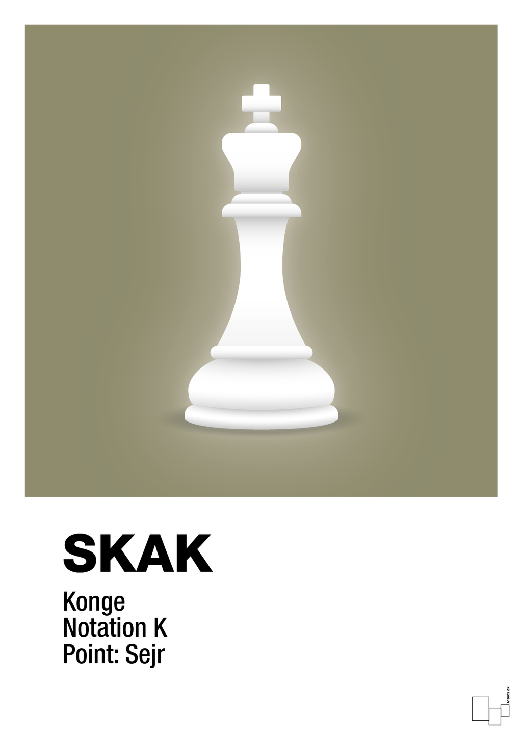 plakat: spillebrikken konge i hvid - misty forrest-Brætspil-A1two3