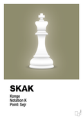 plakat: spillebrikken konge i hvid - misty forrest-Brætspil-A1two3