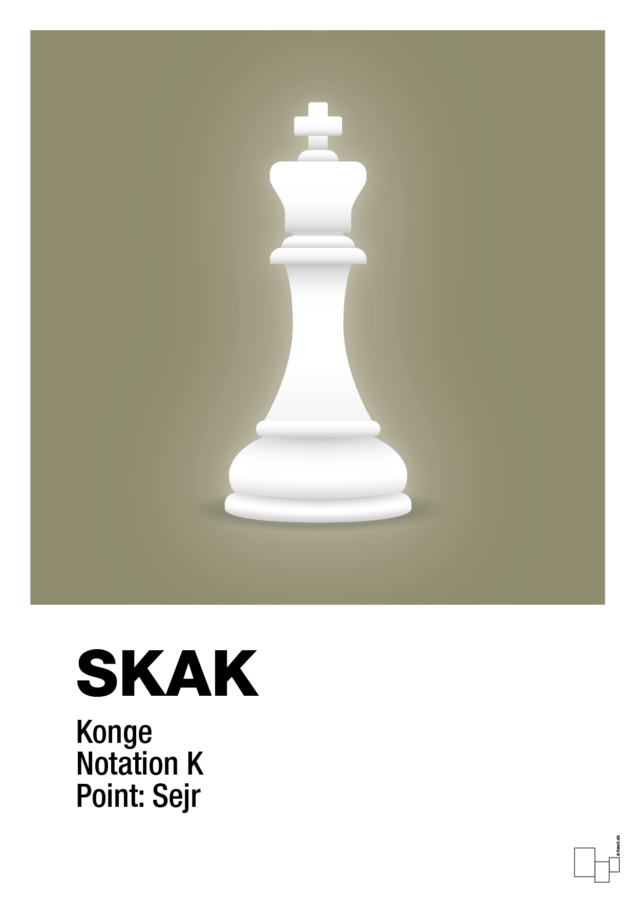 plakat: spillebrikken konge i hvid - misty forrest-Brætspil-A1two3