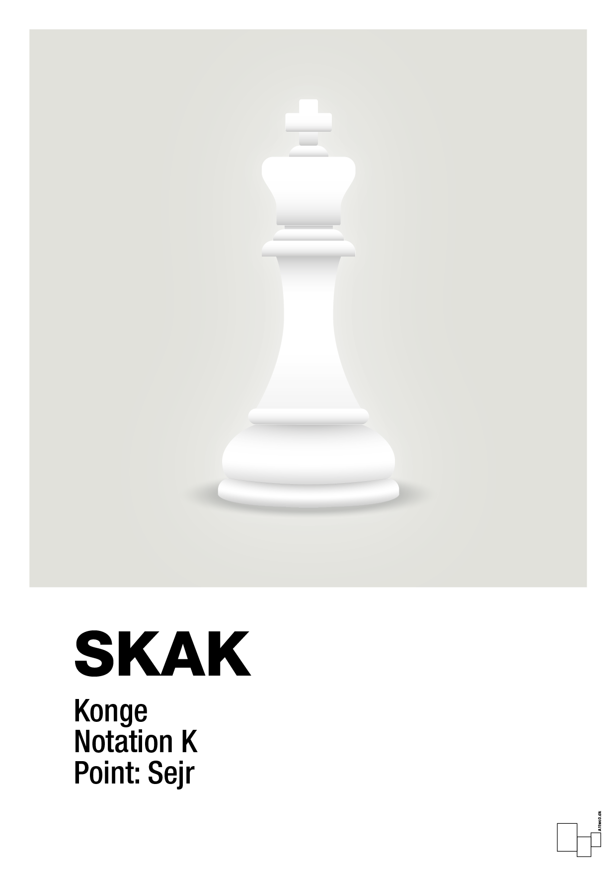 plakat: spillebrikken konge i hvid - painters white-Brætspil-A1two3