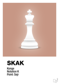 plakat: spillebrikken konge i hvid - powder-Brætspil-A1two3