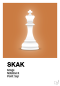 plakat: spillebrikken konge i hvid - rumba orange-Brætspil-A1two3