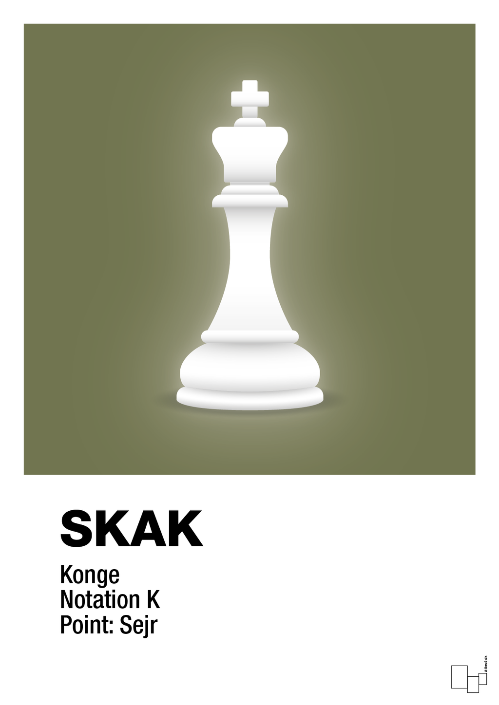plakat: spillebrikken konge i hvid - secret meadow-Brætspil-A1two3