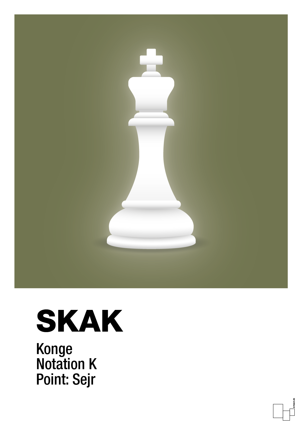 plakat: spillebrikken konge i hvid - secret meadow-Brætspil-A1two3