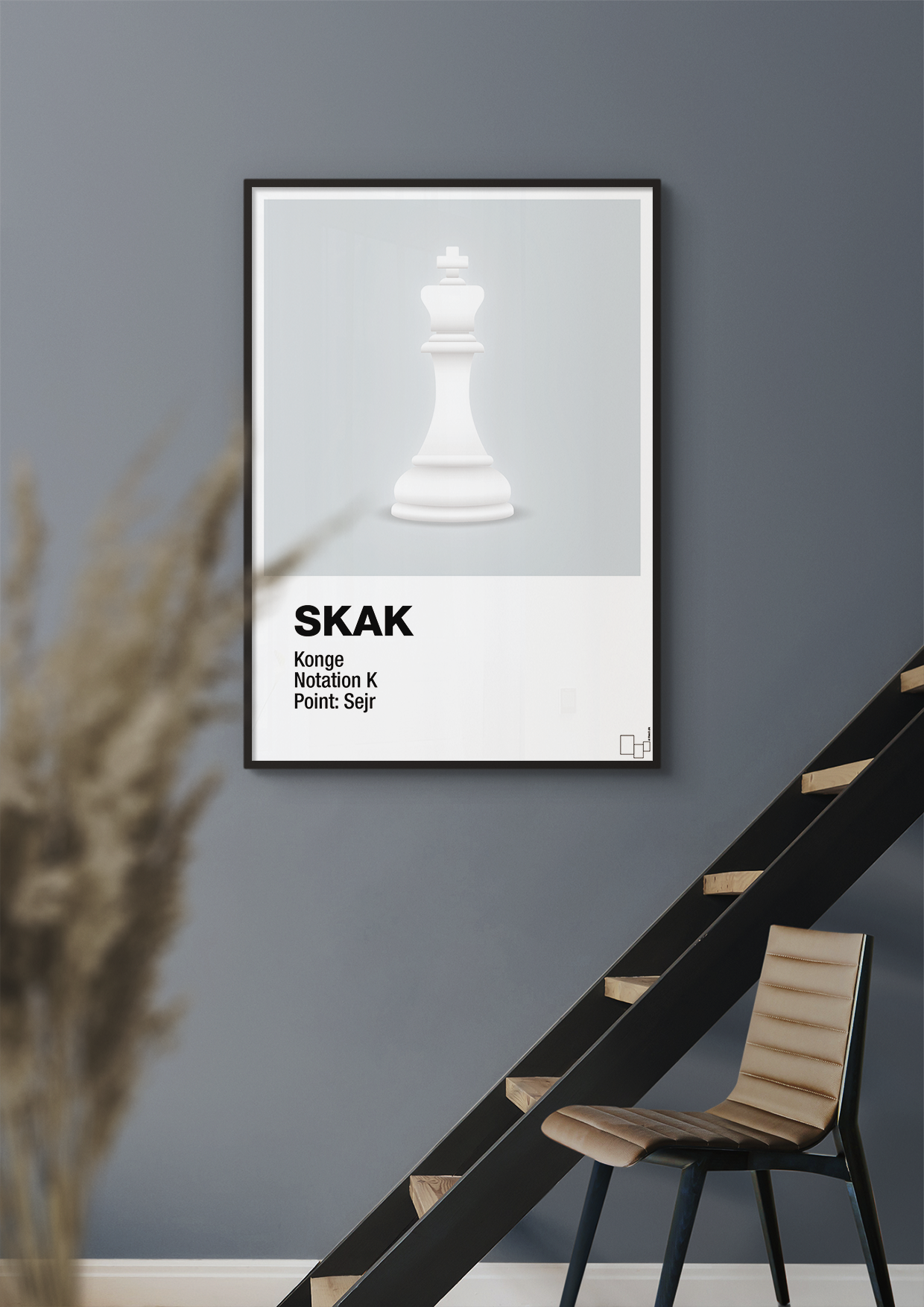 plakat: spillebrikken konge i hvid - rumba orange-Brætspil-A1two3