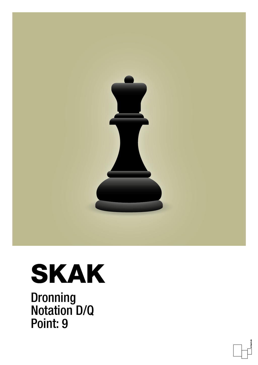 plakat: spillebrikken dronning i sort - back to nature-Brætspil-A1two3
